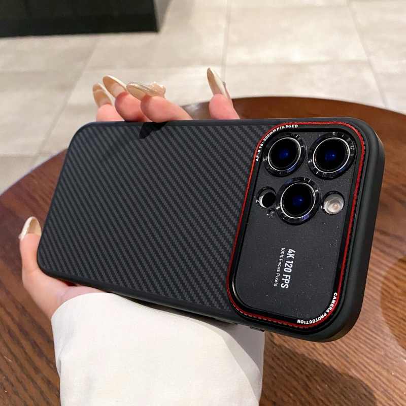 Tech360 Matte Carbon Fiber Texture - Magnetic Cell Phone Case - for iPhone 16 Pro Max - Full Lens Protection Hard PC Back Cover