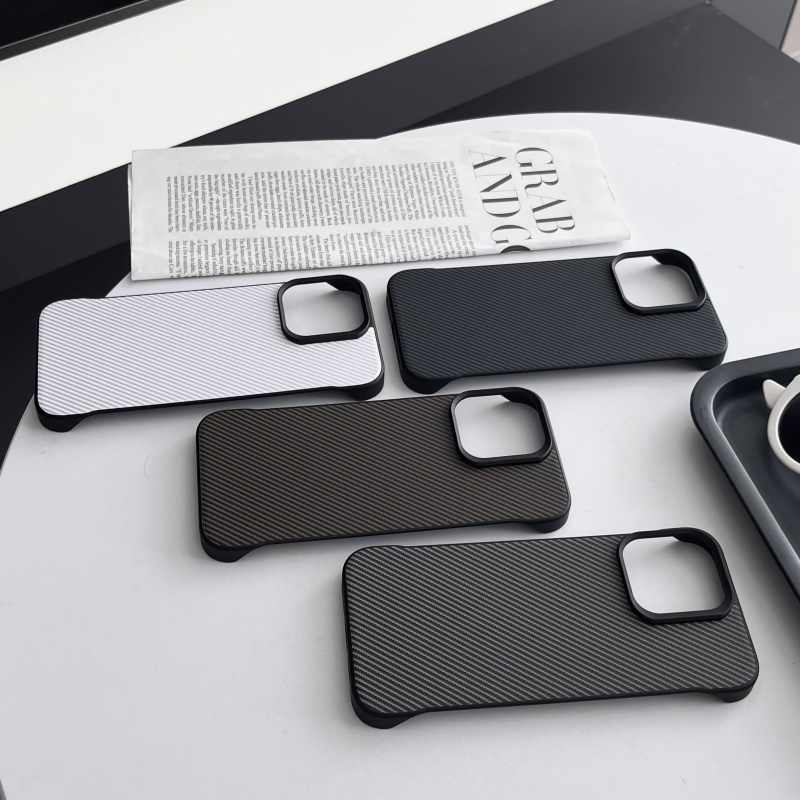 Tech360  Carbon Fiber Texture Frameless Cell Phone Case - for iPhone 16 Pro - Hard PC Protective Back Cover