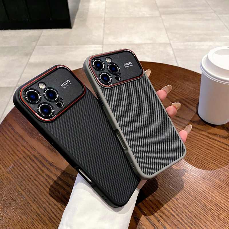 Tech360 Matte Carbon Fiber Texture - Magnetic Cell Phone Case - for iPhone 16 Pro Max - Full Lens Protection Hard PC Back Cover