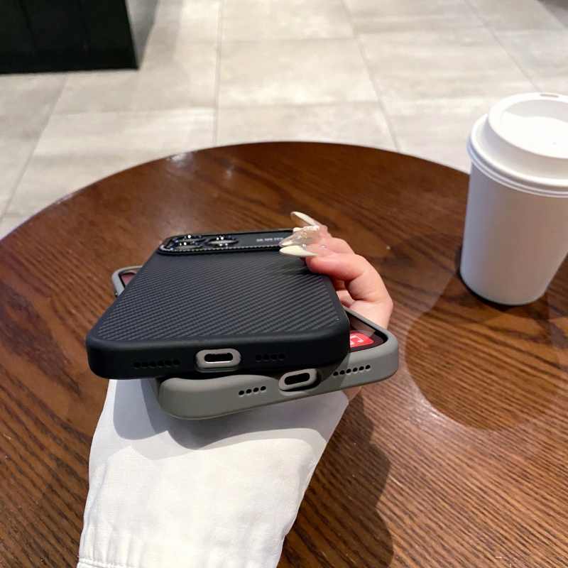 Tech360 Matte Carbon Fiber Texture - Magnetic Cell Phone Case - for iPhone 16 Pro Max - Full Lens Protection Hard PC Back Cover