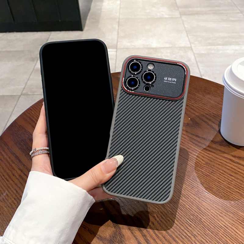 Tech360 Matte Carbon Fiber Texture - Magnetic Cell Phone Case - for iPhone 16 Pro Max - Full Lens Protection Hard PC Back Cover