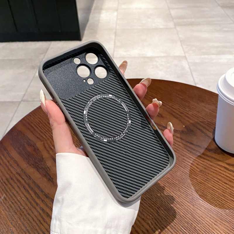 Tech360 Matte Carbon Fiber Texture - Magnetic Cell Phone Case - for iPhone 16 Pro Max - Full Lens Protection Hard PC Back Cover